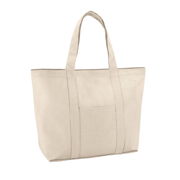 VILLE. Borsa 100% in tela di cotone con tasca interna e frontale (280 g/m²) - 150 - Naturale chiaro