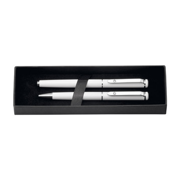 CALIOPE SET. Set con penna roller e penna a sfera in metallo - 106 - Bianco