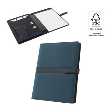 SANDERSON FOLDER. Cartella A4 in PU (riciclato al 50%) con chiusura magnetica e blocco note con pagine a righe - SANDERSON FOLDER. Cartella A4 in PU (riciclato al 50%) con chiusura magnetica e blocco note con pagine a righe