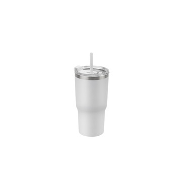 JOYNER M. Tazza da viaggio compatta in acciaio inossidabile (riciclata al 91%) con doppia parete isolata sottovuoto e finitura opaca da 600 ml - 106 - Bianco