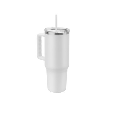 JOYNER XL. Tazza da viaggio grande in acciaio inossidabile (riciclata al 91%) con doppia parete isolata sottovuoto e finitura opaca da 1300 ml - 106 - Bianco