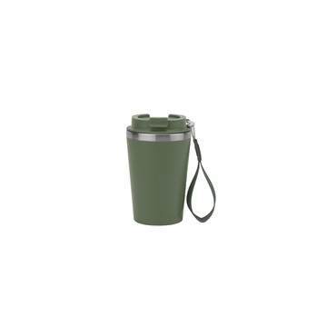 SPITZ. Tazza da viaggio in acciaio inossidabile (90% rSS) con doppia parete e finitura opaca 460 ml - 149 - Verde militare