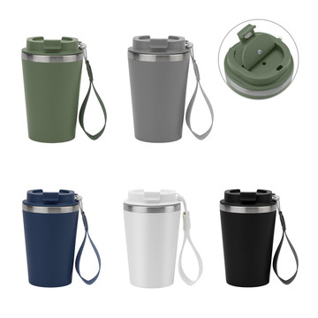 SPITZ. Tazza da viaggio in acciaio inossidabile (90% rSS) con doppia parete e finitura opaca 460 ml - SPITZ. Tazza da viaggio in acciaio inossidabile (90% rSS) con doppia parete e finitura opaca 460 ml