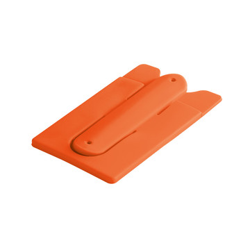 CARVER. Porta tessere con supporto per cellulare in silicone - 128 - Arancione