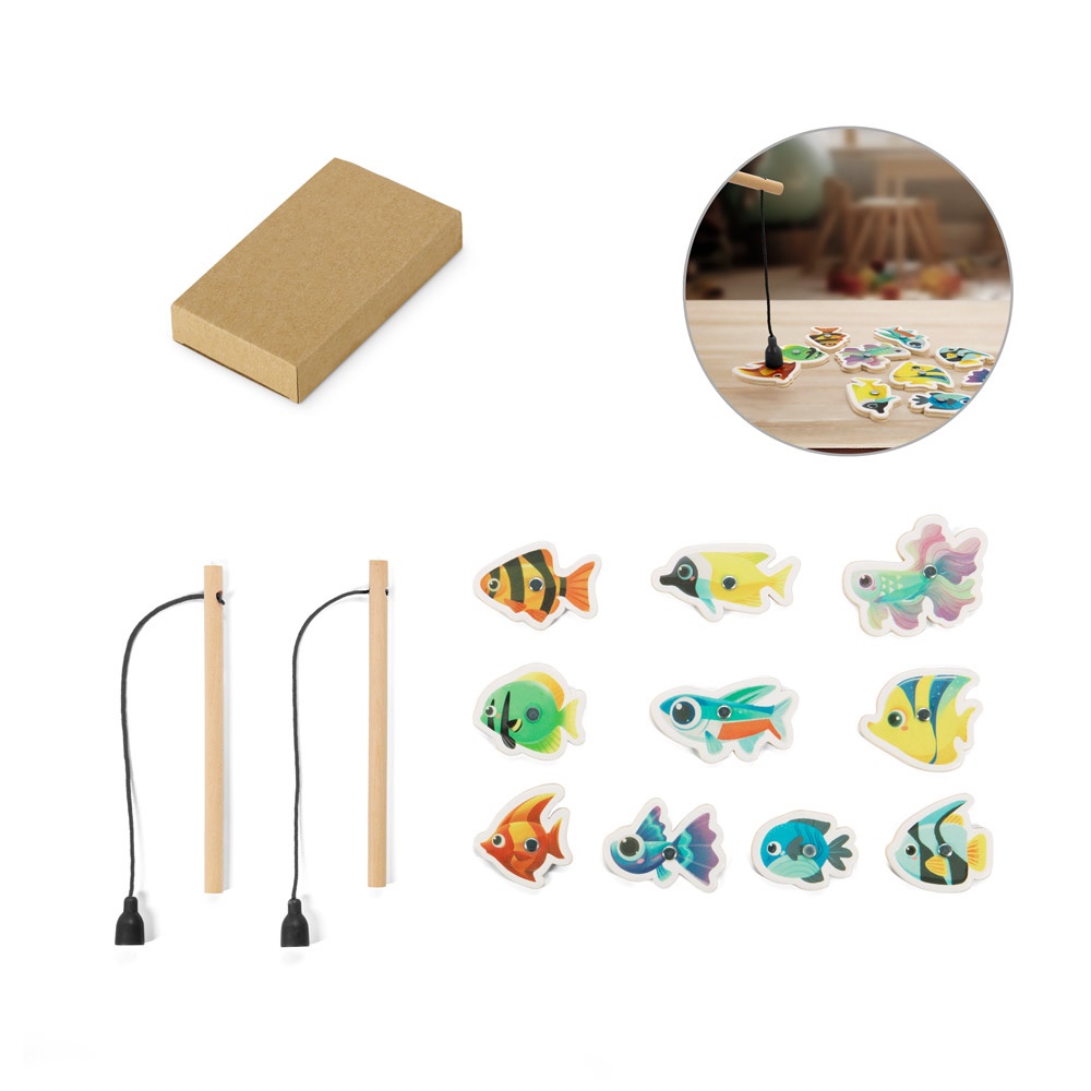 FISHY. Set da pesca composto da 10 pesci in legno,ideale per bambini