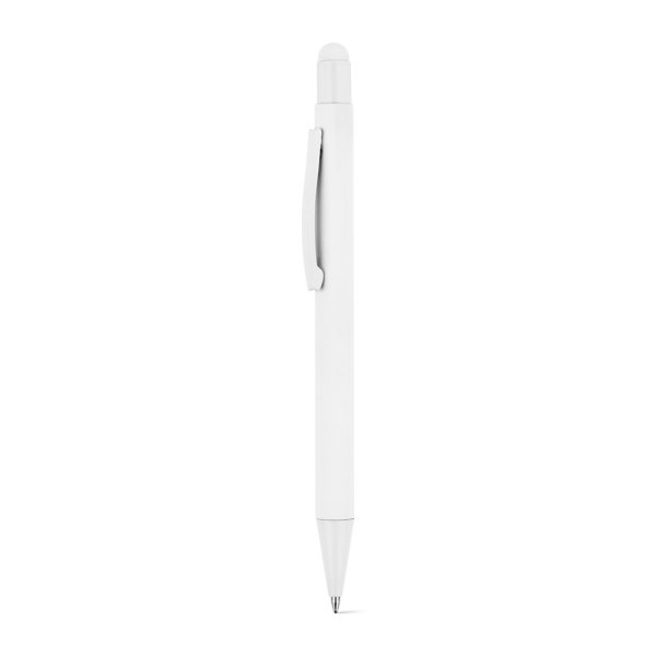 CLINT TOUCH. Penna a sfera dal design moderno, realizzata in alluminio riciclato (100% rAL) con finitura gommata - 106 - Bianco