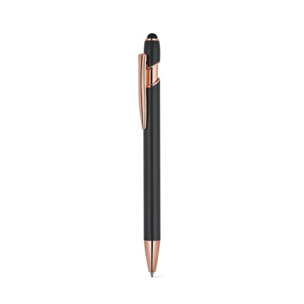 NEIL ROSE. Penna a sfera realizzata in alluminio riciclato (100% rAL), con finitura opaca e inchiostro blu - 103 - Nero