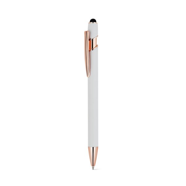 NEIL ROSE. Penna a sfera realizzata in alluminio riciclato (100% rAL), con finitura opaca e inchiostro blu - 106 - Bianco
