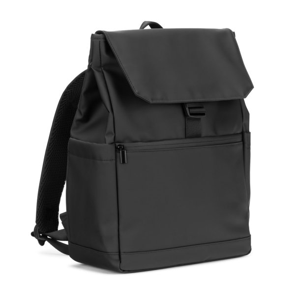 AZORES BAG. Zaino per laptop (16") in PU, con patta che copre tutti gli scomparti - 103 - Nero