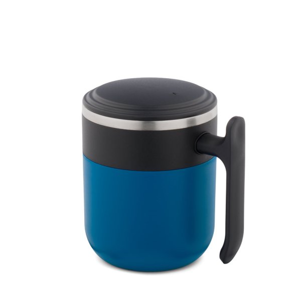 MALDINI. Tazza da viaggio con parete interna in acciaio inox e finitura opaca, 400 mL - 104 - Blu