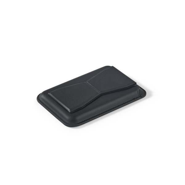 CONNOR. Porta tessere magnetico in similpelle, si fissa facilmente sul retro del cellulare e offre protezione RFID - 103 - Nero