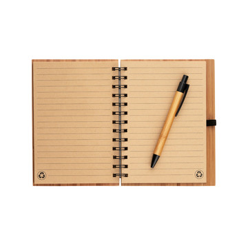DICKENS A5. Block notes A5 con spirale in bambù e carta 100% riciclata - 160 - Naturale
