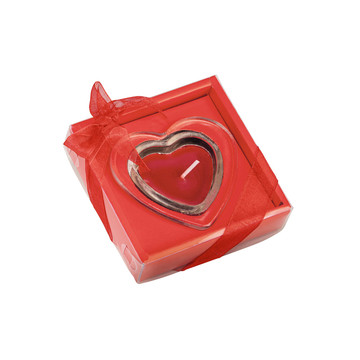 SWEET. Candela a forma di cuore e base in vetro - 105 - Rosso
