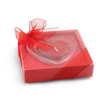 SWEET. Candela a forma di cuore e base in vetro - SWEET. Candela a forma di cuore e base in vetro