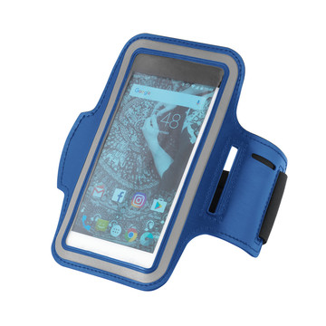 CONFOR. Fascia da braccio in PU e softshell per smartphone da 6.5 - 114 - Blu reale