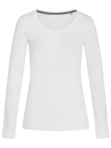 T-Shirt Claire Logn Sleeve V Neck - WHI - White LC