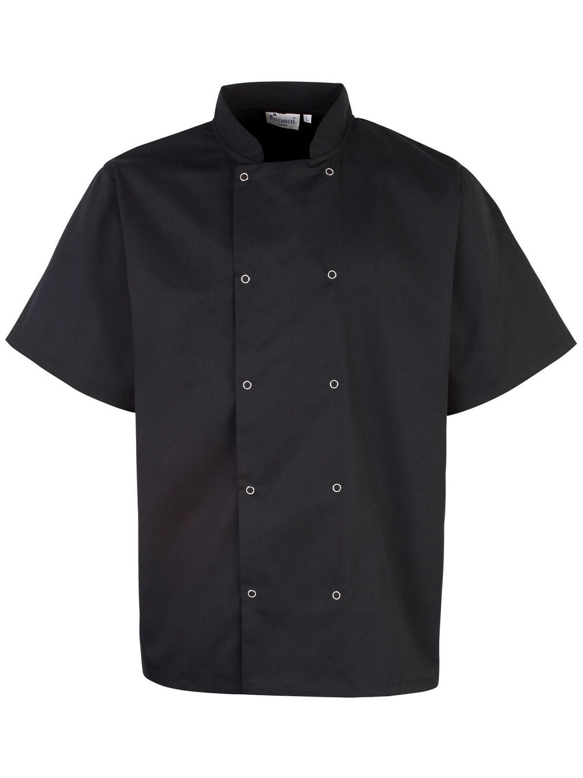 Studded Front Short Sleeve Chef´s Jacket - BLAC - Black