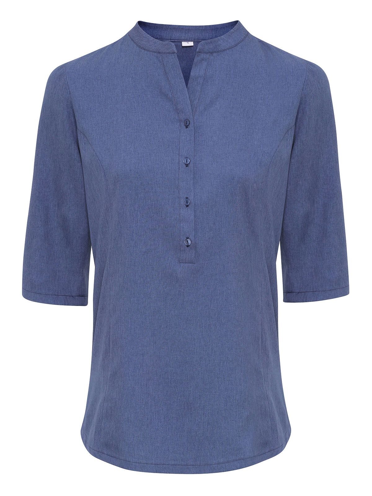 Verbena Linen Look Button Up Beauty Tunic - blue heather