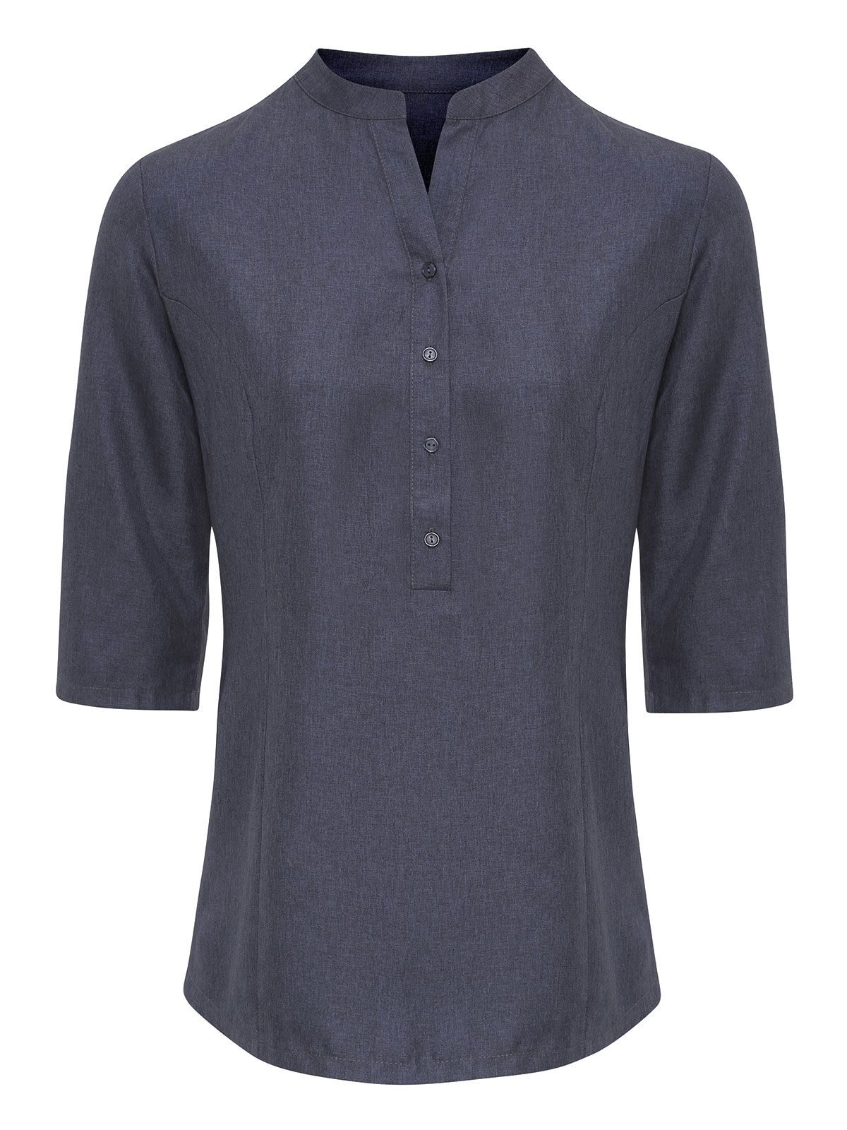 Verbena Linen Look Button Up Beauty Tunic - black heather