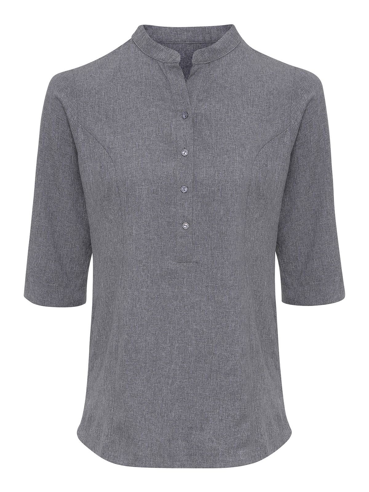 Verbena Linen Look Button Up Beauty Tunic - grey heather