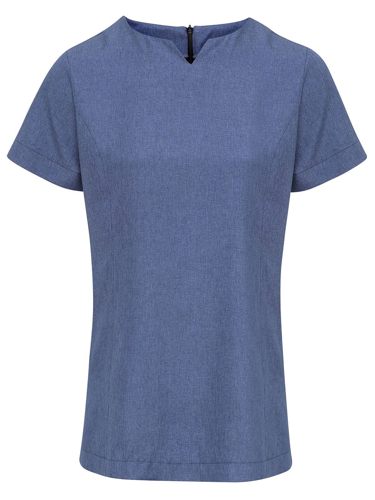Viola Linen Look Cut Neck Beauty Tunic - blue heather