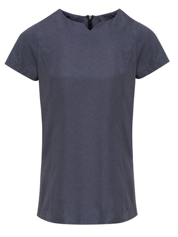 Viola Linen Look Cut Neck Beauty Tunic - BKHE - BLACK HEATHER