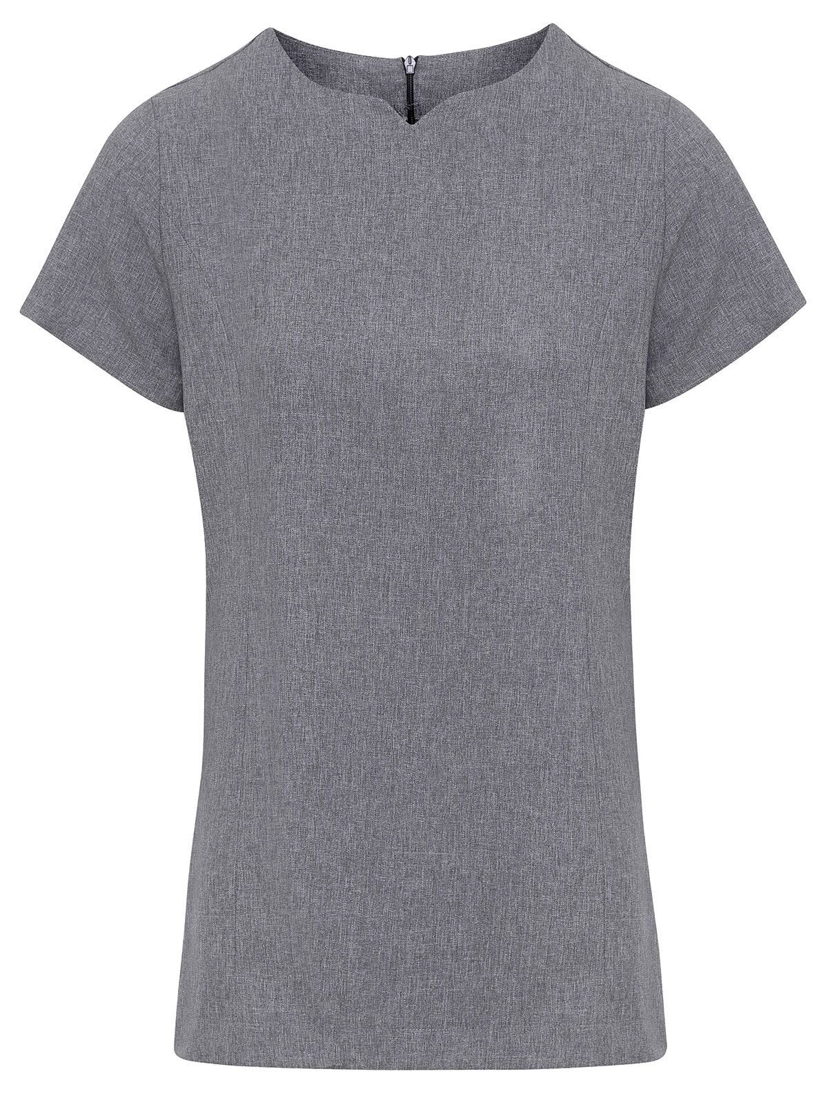 Viola Linen Look Cut Neck Beauty Tunic - grey heather