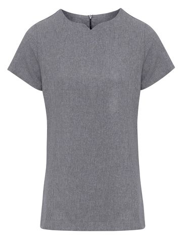 Viola Linen Look Cut Neck Beauty Tunic - GRHE - GREY HEATHER