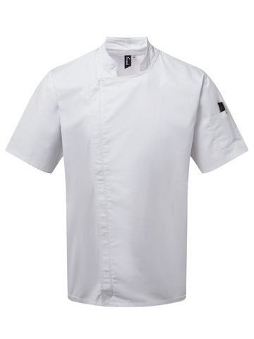 Chef's Zip-Close Short Sleeve Jacket - WHIT - white