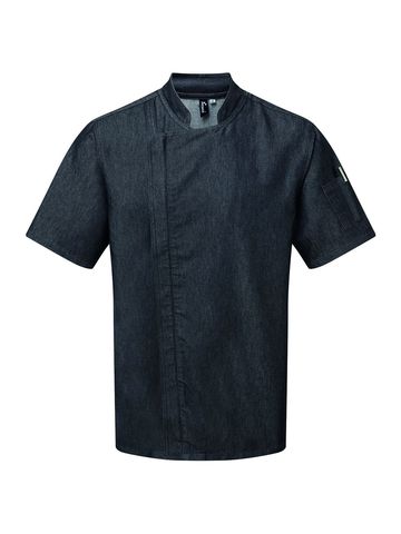 Chef's Zip-Close Short Sleeve Jacket - BKDE - BLACK DENIM