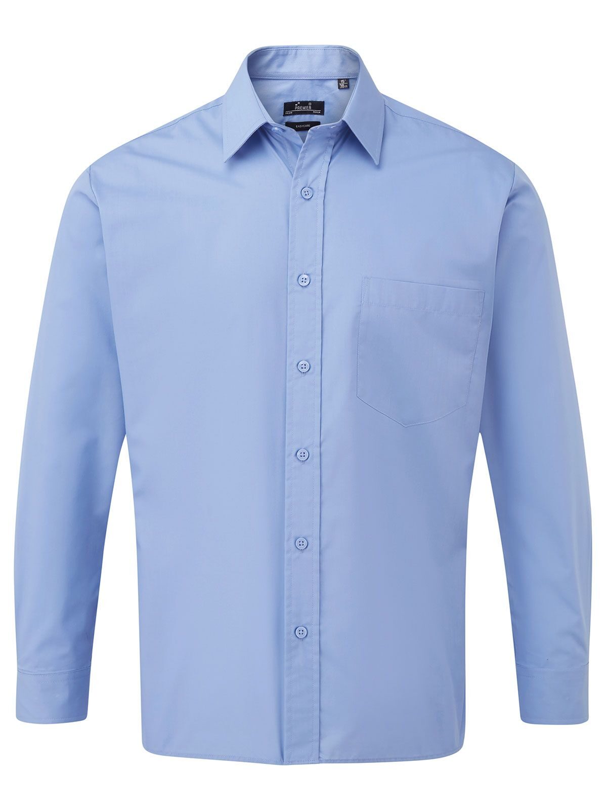 Men´s Poplin Long Sleeve Shirt - MBLU - MID BLUE