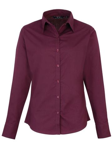 Poplin Ladies Lsl Blouse - AUBE - aubergine