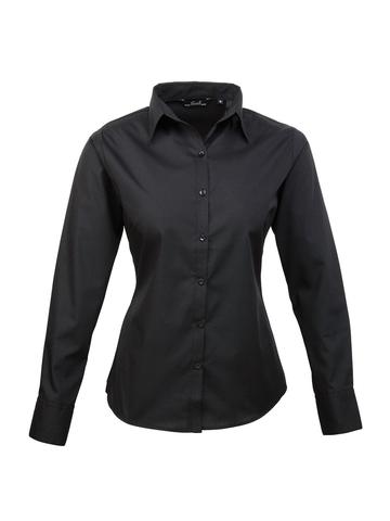Poplin Ladies Lsl Blouse - BLAC - black