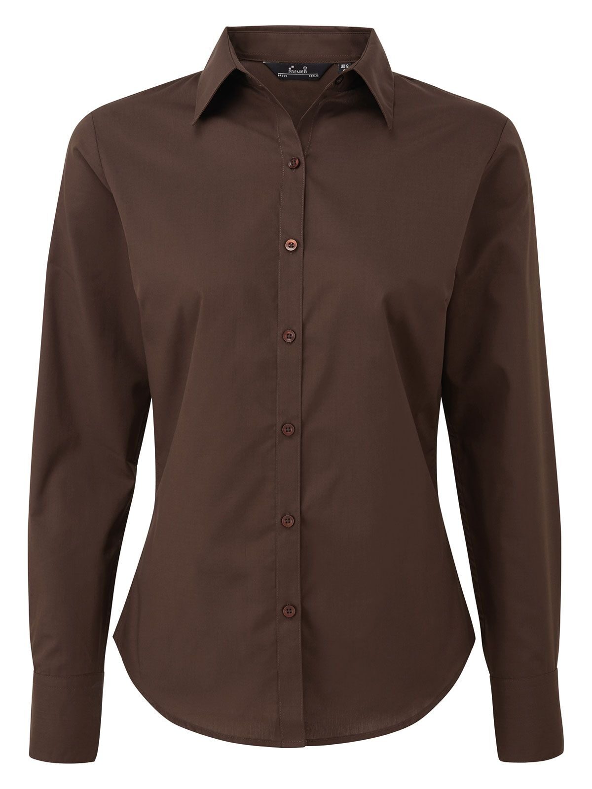 Women´s Poplin Long Sleeve Blouse - BROW - brown