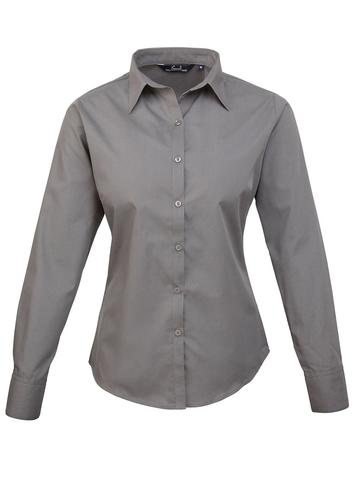 Poplin Ladies Lsl Blouse - DGRE - dark grey