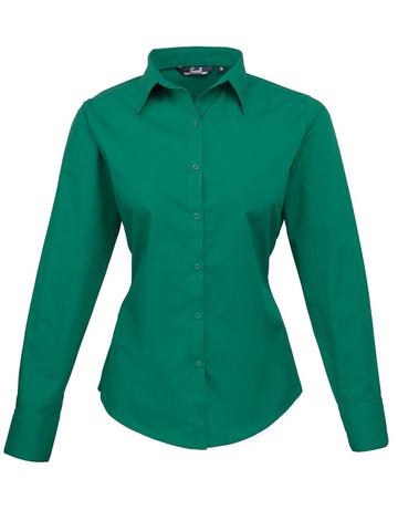Poplin Ladies Lsl Blouse - EMER - emerald