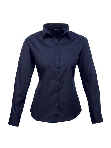 Poplin Ladies Lsl Blouse - NAVY - navy
