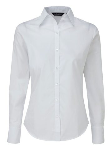 Poplin Ladies Lsl Blouse - WHIT - white