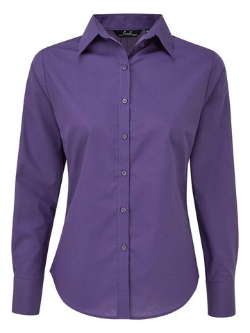 Poplin Ladies Lsl Blouse - PURP - PURPLE