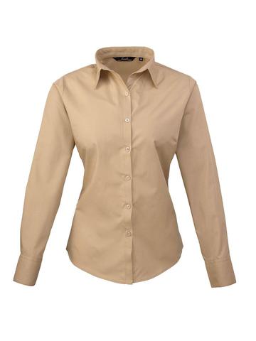 Poplin Ladies Lsl Blouse - KHAK - KHAKI