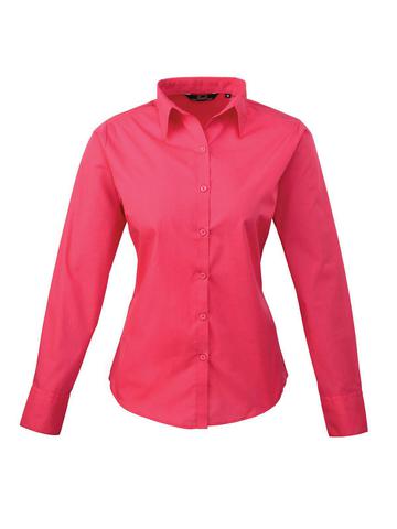 Poplin Ladies Lsl Blouse - HPIN - HOT PINK