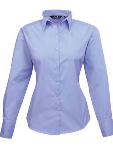 Poplin Ladies Lsl Blouse - MBLU - MID BLUE