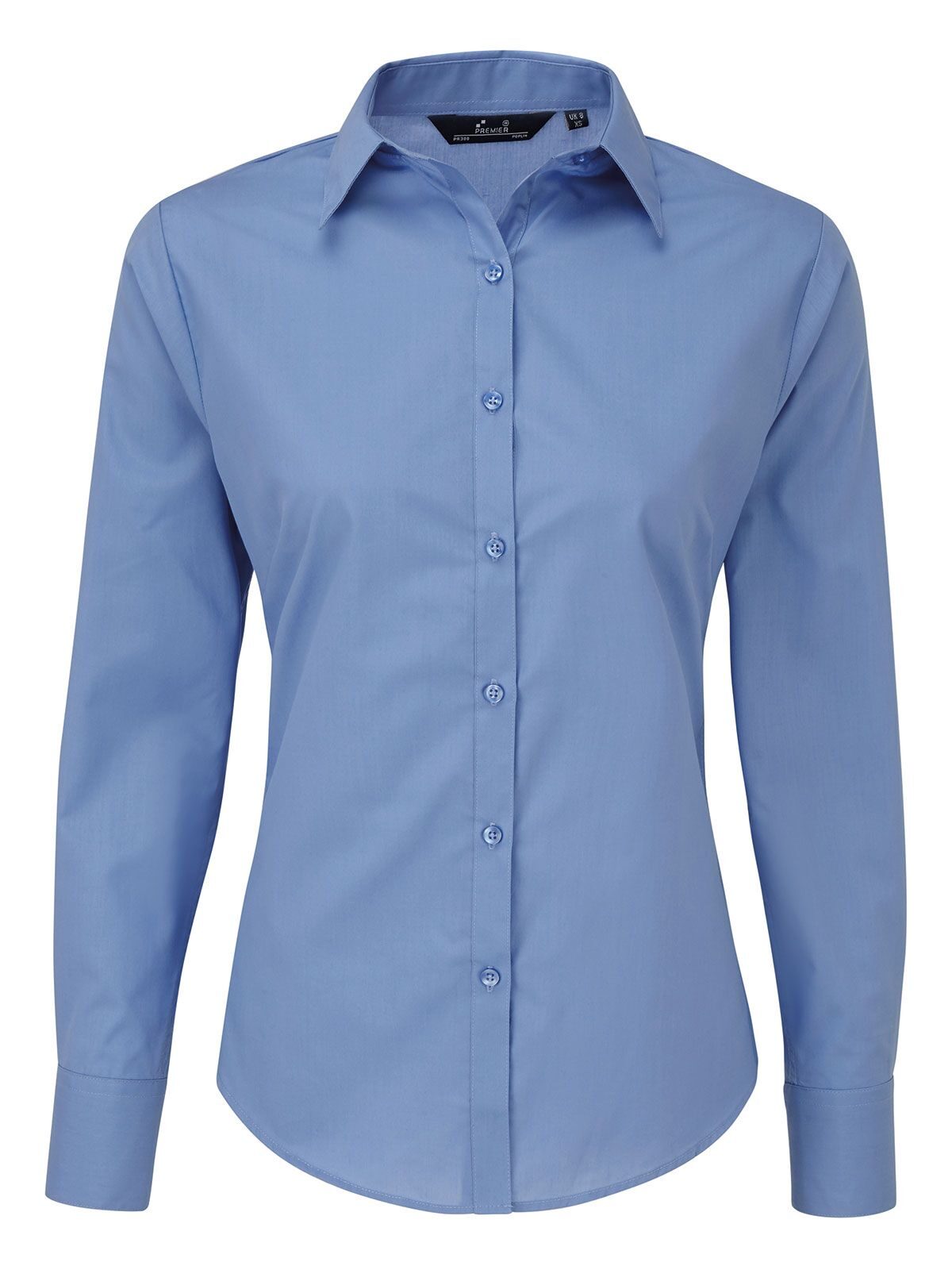 Women´s Poplin Long Sleeve Blouse - MBLU - MID BLUE