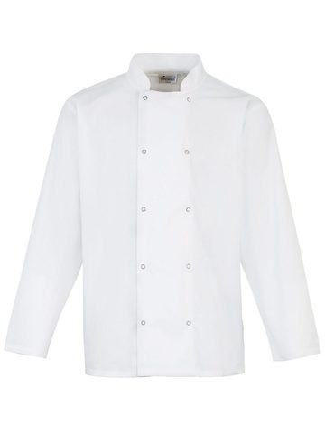 LONG SLEEVE PRESS STUD CHEF'S JACKET - WHIT - white