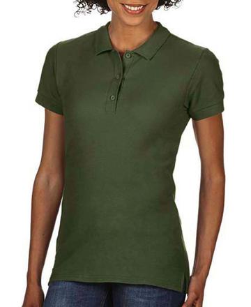 Premium Cotton donna polo doppio piqué manica corta - 106 - Military Green