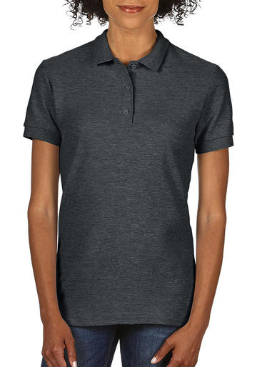 Premium Cotton donna polo doppio piqué manica corta - 126 - DARK HEATHER
