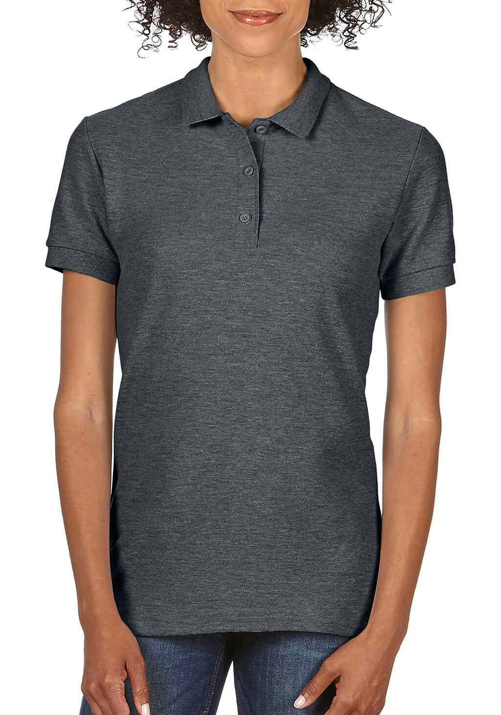 Polo donna Premium Cotton doppio piquè - Dark Heather