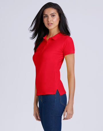 Premium Cotton donna polo doppio piqué manica corta