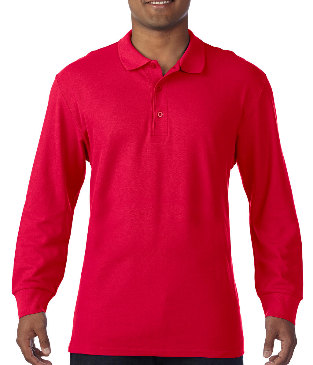 Polo Premium Cotton doppio piquè maniche lunghe - Red
